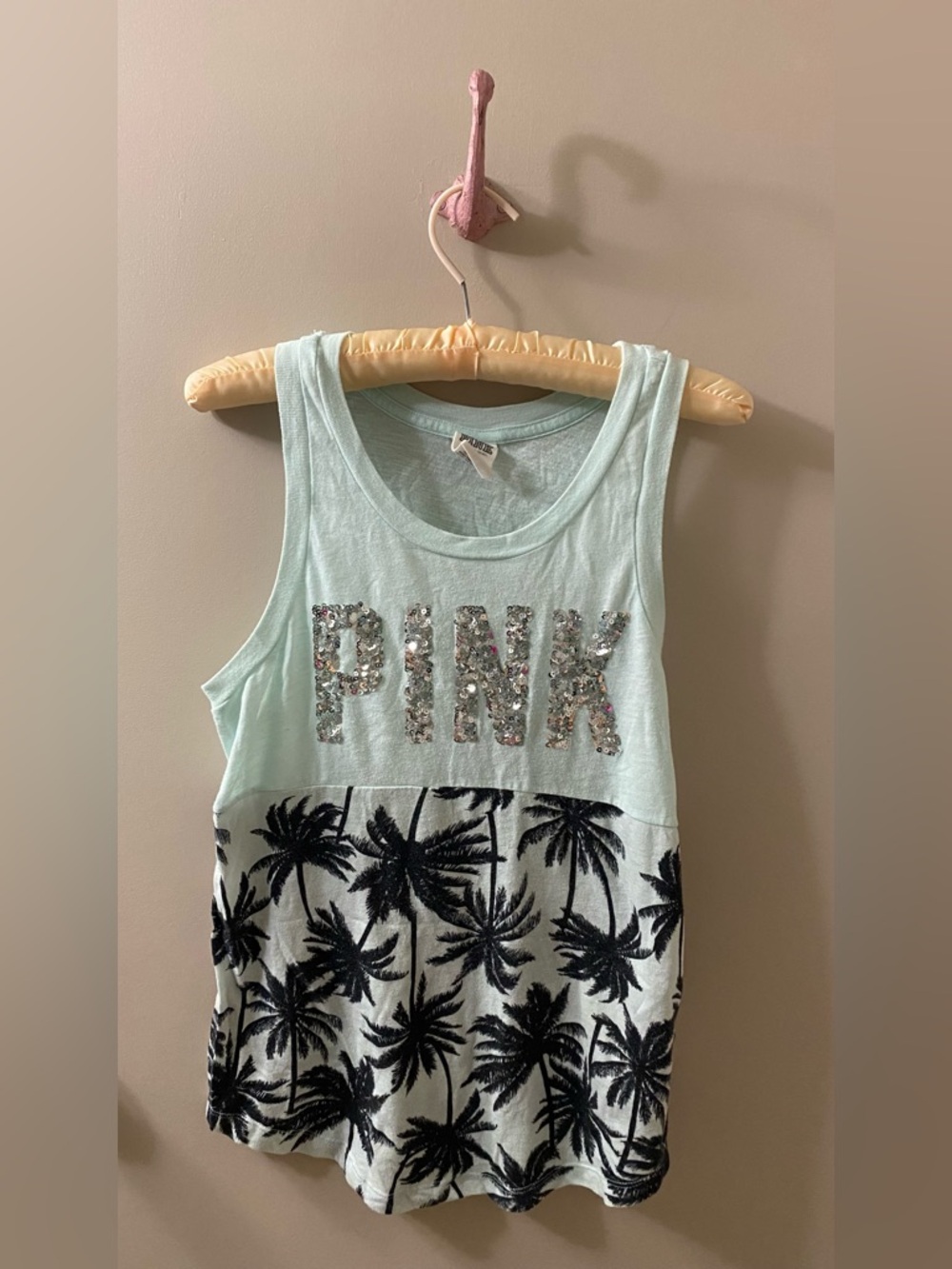PINK Victoria’s Secret Palm Sequin Tank